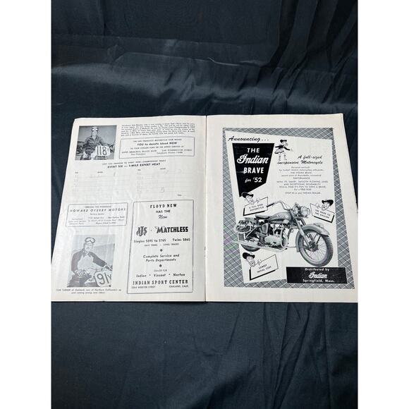 NATIONAL CHAMPIONSHIP MOTORCYCLE RACES SAN MATEO CALIFORNIA 1952 VINTAGE BOOK - Picture 9 of 12